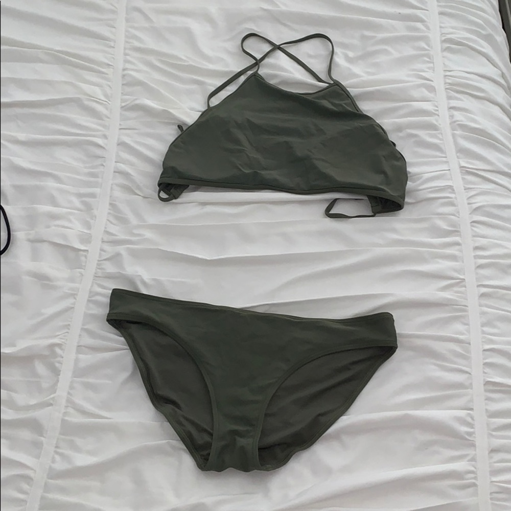 Aerie Olive Halter Top Bikini
